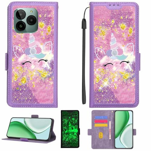 Kinetijy Coque Compatible pour Blu Bold K10 Coque Étui Housse Case Support [avec Film Protecteur HD d'une dureté de 9H] [Blocage RFID][Paillettes dorées + Brillantes] LPT-DJS
