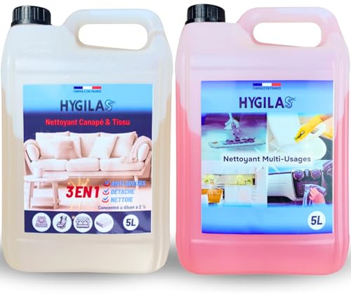 Lot Nettoyants Canapé Tissu & Multi-Surfaces Concentré 10L – Hygilas