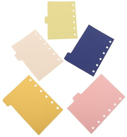 TEHAUX Lot de 5 Intercalaires à Onglets A7 Mini pour Classeurs, Papier Robuste, Compatibles Mini Classeurs, Organiseurs de Bureau et Scolaires, Indexation Rapide et Protection des Pages,