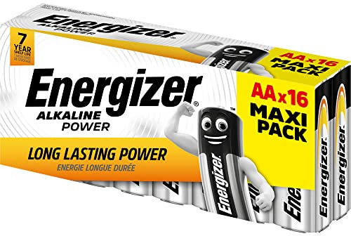 Energizer - Alkaline Power, Pack de 16 Pilas AA, Larga duración para Uso Cotidiano, sin sulfataciones y con 7 años de vida útil