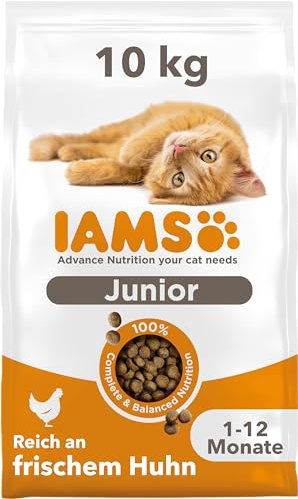 IAMS Junior Katzenfutter trocken mit Huhn - Trockenfutter für Kitten im Alter von 1-12 Monaten, 10 kg