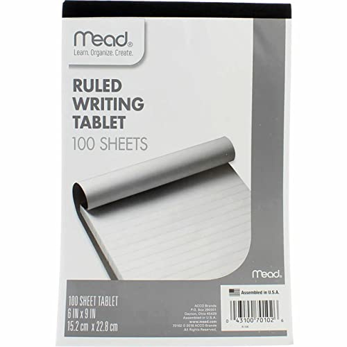 Mead Ruled Writing Tablet, 100-Sheets, 6 x 9 (Pack of 6)