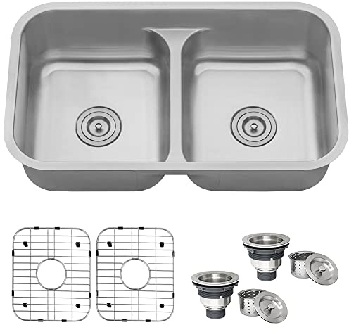 Ruvati 32-in 16-Gauge 50/50 Undermount Double Bowl Sink - RVM4350