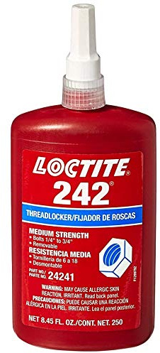 Genuine Loctite 242 x 250ml Medium strength Threadlocker Genuine EU Style (suited for Stainless Steel and Plated Brass)