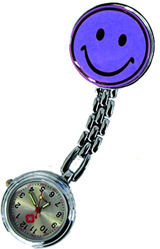 Tiga-Med Schwesternuhren-2er-Set Smiley Violett mit Kette und Clip (2 Stück)