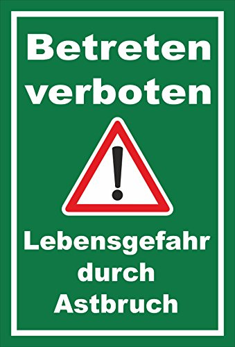 Melis-Folienwerkstatt Schild Lebensgefahr durch Astbruch – 30x20 cm – 3mm Aluverbund – mehrere Größen/Materialien