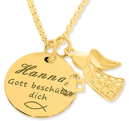 Namenskette aus 333 Gold mit Gravur Schmuck mit Engel Taufkette mit Namen Schutzengel Taufschmuck Mädchen Engelchen Taufketterl | HANDMADE IN GERMANY