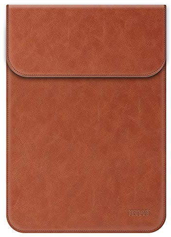 TECOOL Laptophülle 15.6 Zoll Laptoptasche,Schutzhülle Wasserdicht Leder Kompatibel mit 2021-2023 MacBook Pro 16 M3 M2 M1, MacBook Pro 15 Lenovo Thinkpad Ideapad HP Dell Surface Laptop-Braun