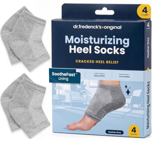 Dr. Frederick's Original Moisturizing Heel Socks for Dry Cracked Heels Treatment - Infused with Olive Oil, Jojoba Oil and Vitamin E - 2 Pairs - Self Care Gifts for Women & Men - Original Formula