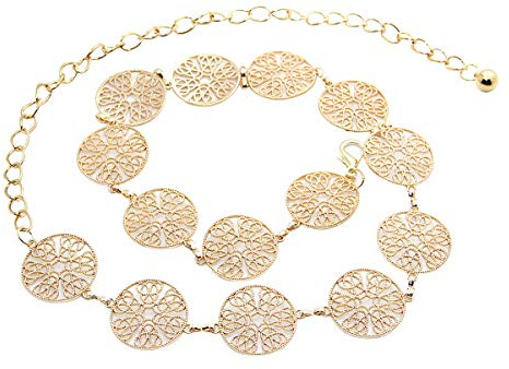 LumiSyne Moda Cintura a Catena Per Donna Anello In Metallo Traforato Intagliato Vintage Catena Della Vita Oro Argento Fibbia Regolabile Catena Per Il Corpo Abito Cintura a Catena Lunga
