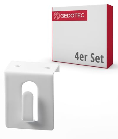 Gedotec Fensterhaken weiß | Einhängehaken aus Stahl | Dekohaken Zum Einhängen in Türen & Fenster bis 17 mm | Ohne Kleben & Bohren | Türhaken für Dekoration & Gardinen-Stange | 4 Stück - Fensterclip