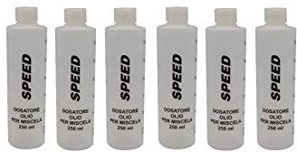 Speed N. 6 Misurini Dosatori olio per miscela 250 ml con tappo, scala graduata e percentuali 2-4% 2,5-5% 3-6%…