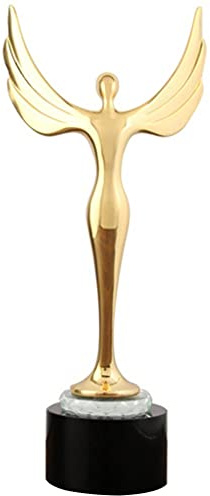 DXIUMZHP Trofei Trofeo Personalizzabile Il Trofeo della Statuetta, Coppa del Campione in Metallo Personalizzato, Coppa del Vincitore della Base di Cristallo Nero (Color : Gold, Size : 8x8x30.5cm)