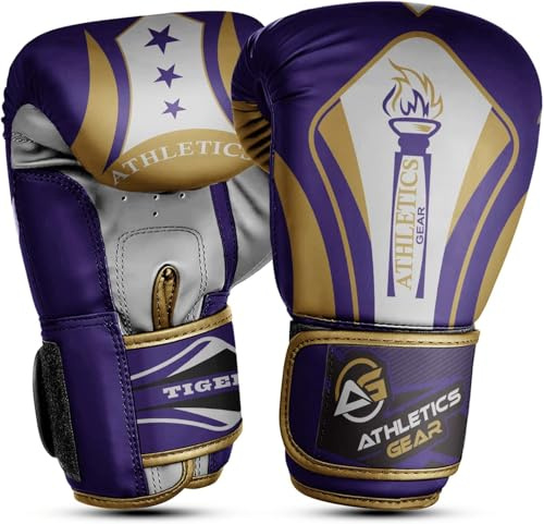Athletics Gear Guanti da boxe da 1701 g a 4536 g in pelle Maya Hide Design perfetto e vestibilità con sistema di chiusura per MMA sparring combattimento kickboxing e punzonatura (viola 3402 g)