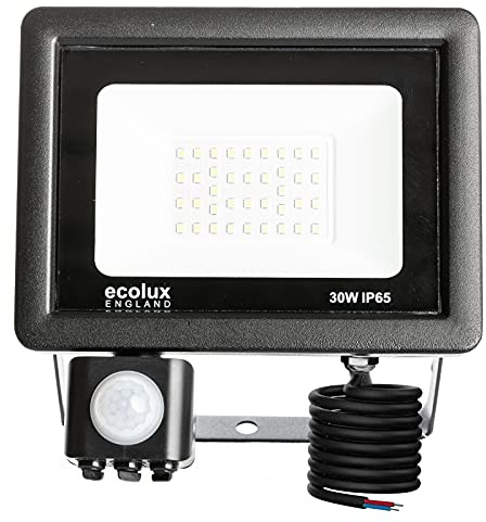 Body-Plus 30W LED Floodlight - IP65 Outdoor Security Lights with PIR Motion Sensor - 6000k Super Bright Security Lights Outdoor Motion Sensor for Garage, Backyard, Garden, [Energy Class A++]