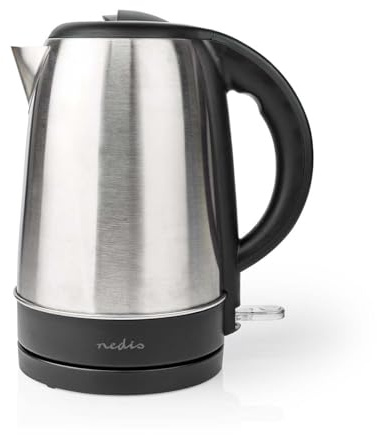 Wasserkocher - 1.7 l - Edelstahl - Aluminium/Schwarz - Um 360 Grad drehbar - Verdecktes Heizelement - Strix Controller - Boil-dry protection