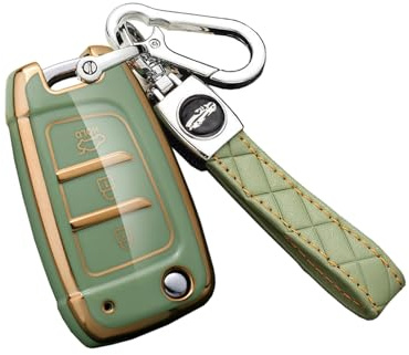 ontto Autoschlüssel Hülle Passt für Hyundai Elantra Solaris I30 I30n I35 I40 Tucson Kona Genesis Accent Santa Fe 2017-2020 Fernbedienung Cover Schlüsselanhänger TPU Schutzhülle Schlüsseletui-G Grün