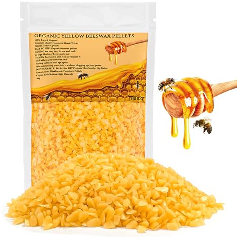 TRINIDa Beeswax Pellets 500g, Yellow Bees Wax for DIY Candles, Beeswax for Candle Making, Skin, Body, Face, and Hair Care, Lotions, DIY Creams, Lip Balm and Soap Making Supplies
