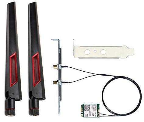 10DB Antenna Set Wi-Fi 6E Intel AX210 Bluetooth 5.3 + 3000Mbps 2.4Ghz 5Ghz 6Ghz M.2 2230 Key E Desktop Kit Wireless Adapter AX210NGW WiFi 6 Card 802.11ax/ac Support Windows 10 11