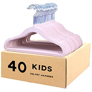 haweeli kleiderbügel Samtbügel für Baby-, Kleinkind- und Kinderkleidung und Mäntel Pink (29,5cm, 40er Set)