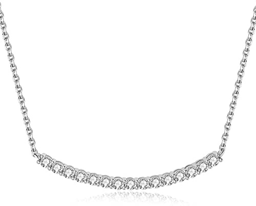JewelryPalace Classic Rund 0.9ct Zirkonia Kette Anhänger, Gebogener Braut Schmuck Set, Halskette Damen Silber 925 Collier Damen mit Stein, Schmuck Mädchen Geschenk für Frauen Rosegold Gold 45CM