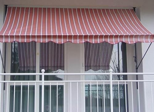 ANGERER Klemmmarkise Standard rost-Creme, 150 cm | Markise für Sonnenschutz, Montage ohne Bohren, ideale Balkonmarkise für Mietwohnungen, Made in Germany, Bezug aus PE-Gewebe