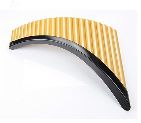 SCTOU Panflöte Panflöte, 22 Rohre, Panflöte, G-Tonart, Stimmbare ABS-Kunststoff-Panflöte, Professionelles Panflöten-Musikinstrument (Color : Golden Left Hand)