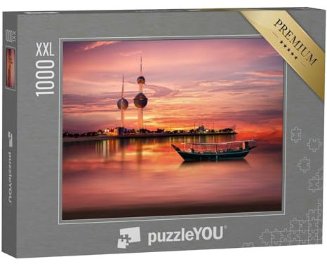 Puzzle 1000 Teile XXL „Arabisches Boot nach traditioneller Art am Kuwait Landmark“ – aus der Puzzle-Kollektion Naher Osten