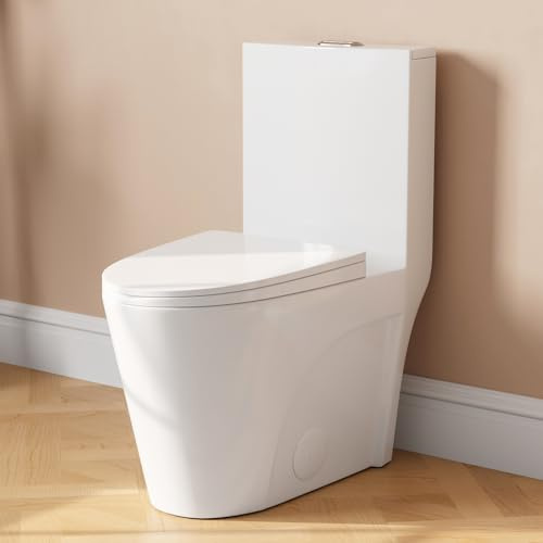 DeerValley Elongated One Piece Toilet with 17 Comfort Seat Height 1.1/1.6 GPF MAP 900g Dual Power Flush Toilet for Bathrooms DV-1F52102