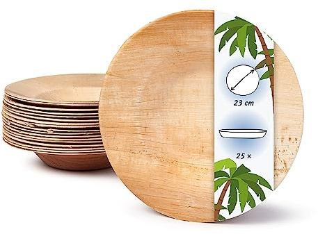 onlyleaf Palmware Plato de sopa profunda I profundo 23 cm 25 piezas platos vajilla de hojas de palma Ensaladera de pasta I vajillas desechables compostable biodegradable