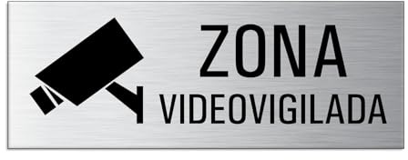 Cartel Zona videovigilada 175 x 65 mm Aluminio cepillado adhesivo