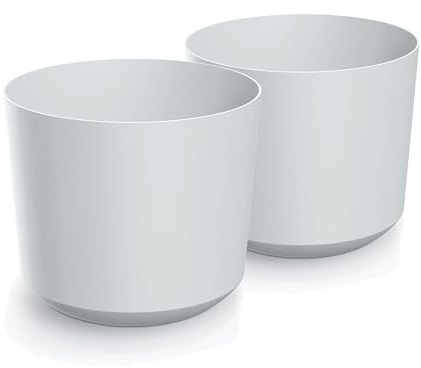 Tymar Blumentopf,Übertopf, 2er-Pack, Blumenübertopf aus Kunststoff, Matte, Runde Form (ø 30 cm, (2pack) Weiß)