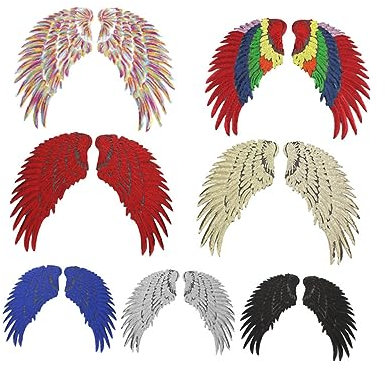 Operitacx 7paar Farbige Pailletten-flügel Aufnäher Für Kleidung -basteln Dekorative Stickerei-patches Für Kostüme Und Accessoires Selbstklebend Vielseitig Verwendbar