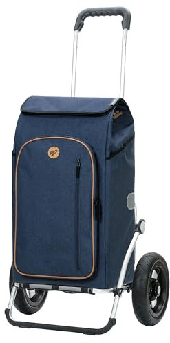 Andersen Einkaufstrolley - klappbar - 61 Liter - mit Kühlfach - Aufhängung für Einkaufswagen - belastbar 50 kg - Aluminium - Trolley - Luft-Rad Ø 25 cm - Royal Shopper Folke blau