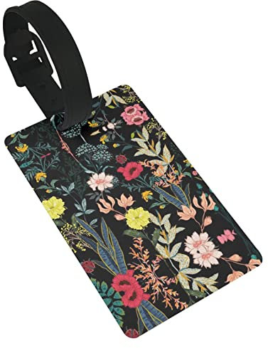 Kofferanhänger mit buntem Boho-Blumendruck, Gepäcketiketten, 8,6 x 5,3 cm, Taschenanhänger, Reisezubehör, Anhänger aus Leder