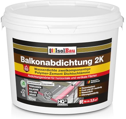 Isolbau Balkonabdichtung 2K - 10 kg Dichtschlämme zur Abdichtung von Balkon, Terrasse, Bad, Keller, Dusche