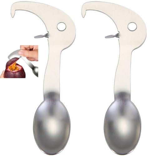 AMOYER 2 Pcs Passion Fruit Opener Stainless Steel Fruit Special Spoon Kiwi Fruit Cutting Spoon Kitchen Gadgets Accessories