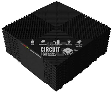 IYG Floor - Garagenboden Belag Fliesen Garagen Boden Matten Werkstatt Kunststoff Belag Werkstattboden Klickfliesen Platte Garage Tile (Midnight Black, 10 Stück)