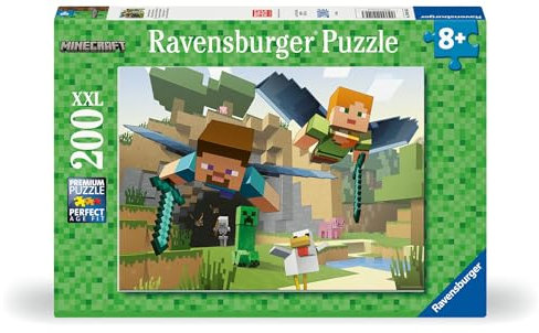 Ravensburger - Puzzle Enfant - 200 pièces XXL - Les Aventures de Minecraft - Fille ou garçon dès 8 Ans - Puzzle de qualité supérieure - 12004144
