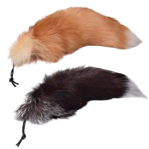 Nocyclonic 2 Pieces FuchsschwanzFuchsschwanz Anhänger etwa 40cm,fox tail,Fell Schwanz Keychain fox tail keychain Auto Schlüsselketten Anhänger Weich Flaumig Dicht Dekoration (25)