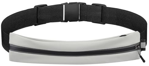 Reflektierender Laufgürtel – Verstellbares, wasserdichtes Gummiband mit schweißfesten Hüfttaschen, großer Kapazität & Kopfhörerkabelanschluss – Perfekter Running Belt für Laufen & Outdoor-Aktivitäten
