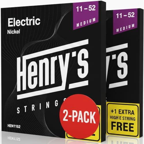 2-Pack Gitarrensaiten E-Gitarre - E-Gitarren-Saiten Mit Vernickelter Außenseite & Edelstahlkern - Extra 2xE1-Saite & 3xPlektren - Medium Saiten für E Gitarre 11-52 - Electric Guitar Strings