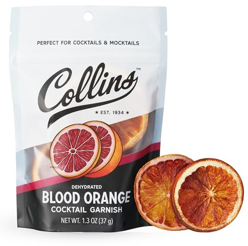 Collins - Fette di contorno per cocktail all'arancia rossa disidratata, 36,9 g, prodotte negli Stati Uniti, perfette per nis, margarita, mocktail e dessert, per bevande e cibo, 37 ml