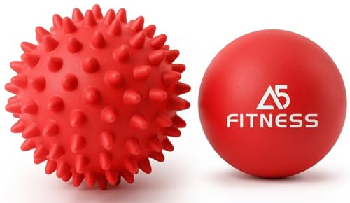 Massage Ball – Red Lacrosse and Spiky Balls– Perfect for Yoga, Rehab, Deep Tissue & Trigger Point Massage, Myofascial Release, Plantar Fasciitis - Sore Muscle Recovery, and Overall Body Relaxation