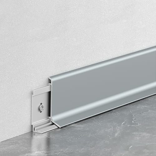 Raouoae Moulures Murales en Aluminium pour Plinthes Et Protections d'angle 125 Cm* 4 Pièces Moulures De Sol Durables pour Panneaux Muraux pour Espaces Résidentiels Et Commerciaux(Gray,Height: 8cm)