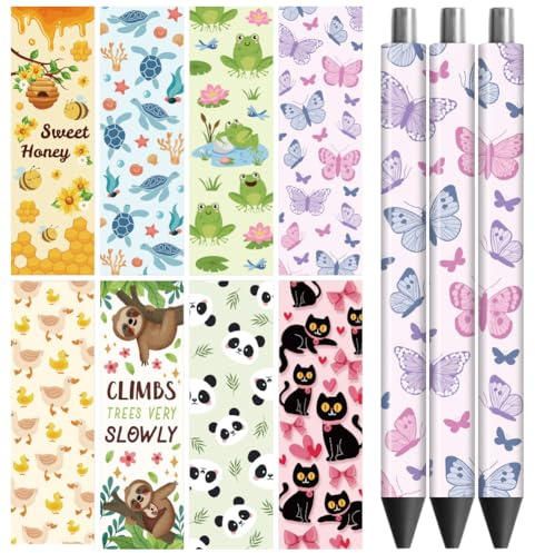 Peacoblue UV DTF Pen Wraps Transferaufkleber Tiersammlung, 48 Stück wasserdichte HD-Druck UV DTF Pen Aufkleber für personalisierte DIY Bleistift Stift Handwerk Geschenke Schenken