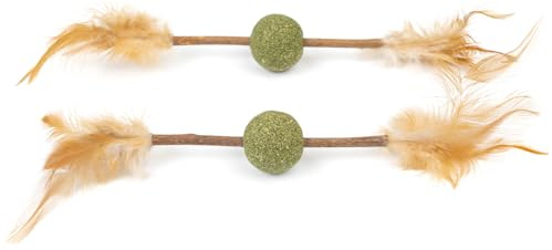 CanadianCat Company | Katzenspielzeug | Katzenminze Kugel mit Matatabi Stick und Feder (2 Stück)