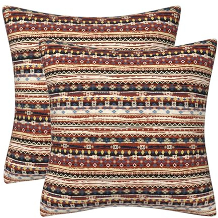 DILOXNSU Boho Kissenbezug 40x40 2er Set Weich Samt Kissenbezüge Braunen Ethnischen Abstrakten Geometrischen Kissenhülle Dekokissen Couchkissen Sofakissen für Sofa Wohnzimmer Kissenhüllen