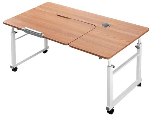 Betttisch mit Rollen, höhenverstellbar, mobiler Schreibtisch, Computertisch für Bett, über dem Bett, Tisch mit Rollen, Überbetttisch über dem Bett