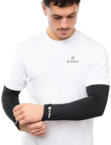G-HEAT - Manchettes Rafraîchissantes Anti-UV UPF50+ | Manchons de Compression | Protection Solaire | Couverture Tatouage |Idéal pour Sports d'Été, Cyclisme, Running, Golf, Randonnée (Noir, XL)